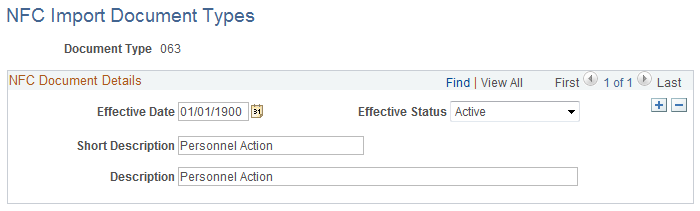 NFC Import Document Types page