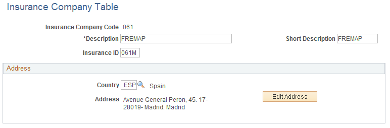 Insurance Company Table page