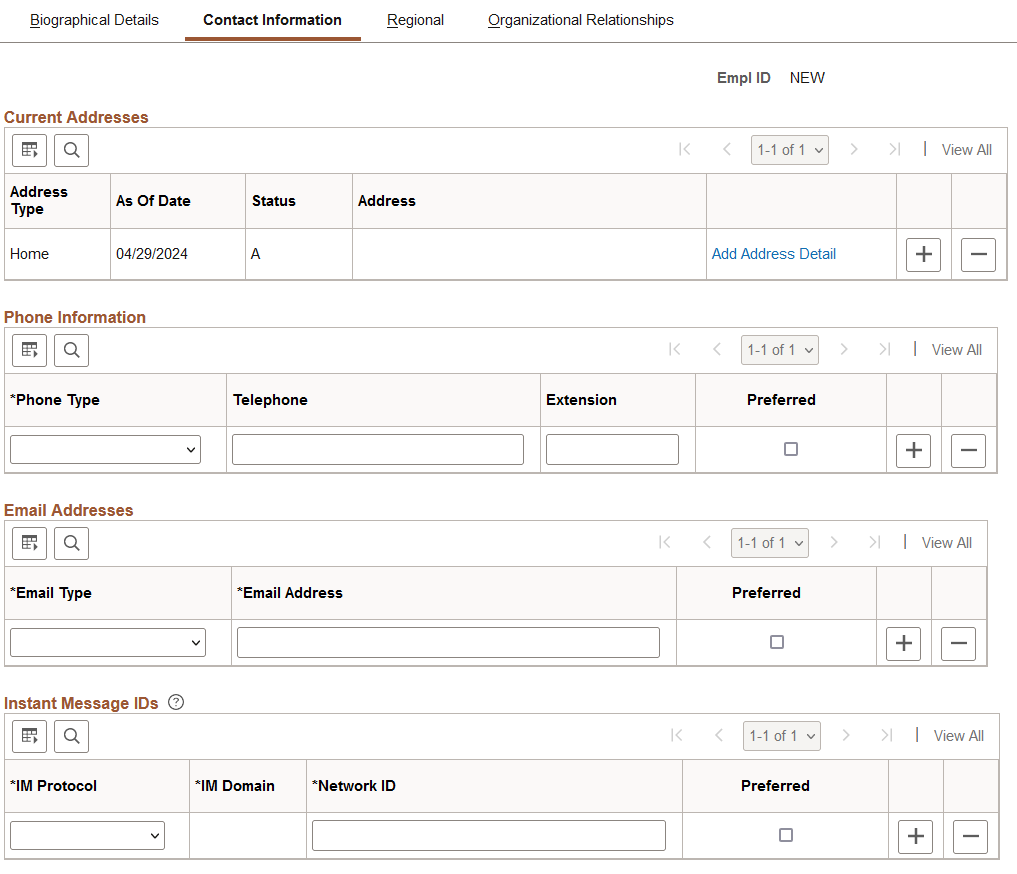 Contact Information page
