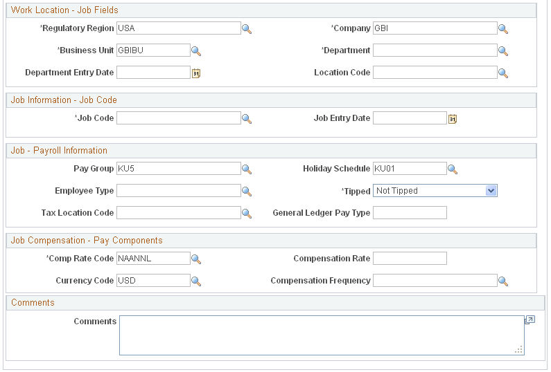 Example of the Enter Transaction Information page (2 of 2)
