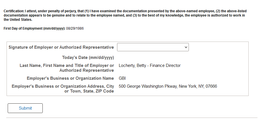 Employment Eligibility Verification page, Section 2 (3 of 3)