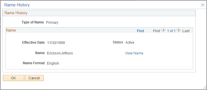 Name History page