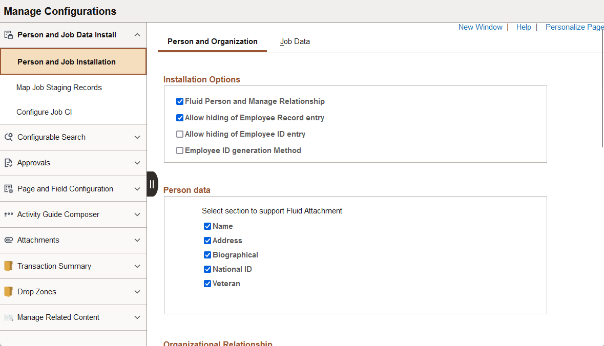 Manage Configurations application start page
