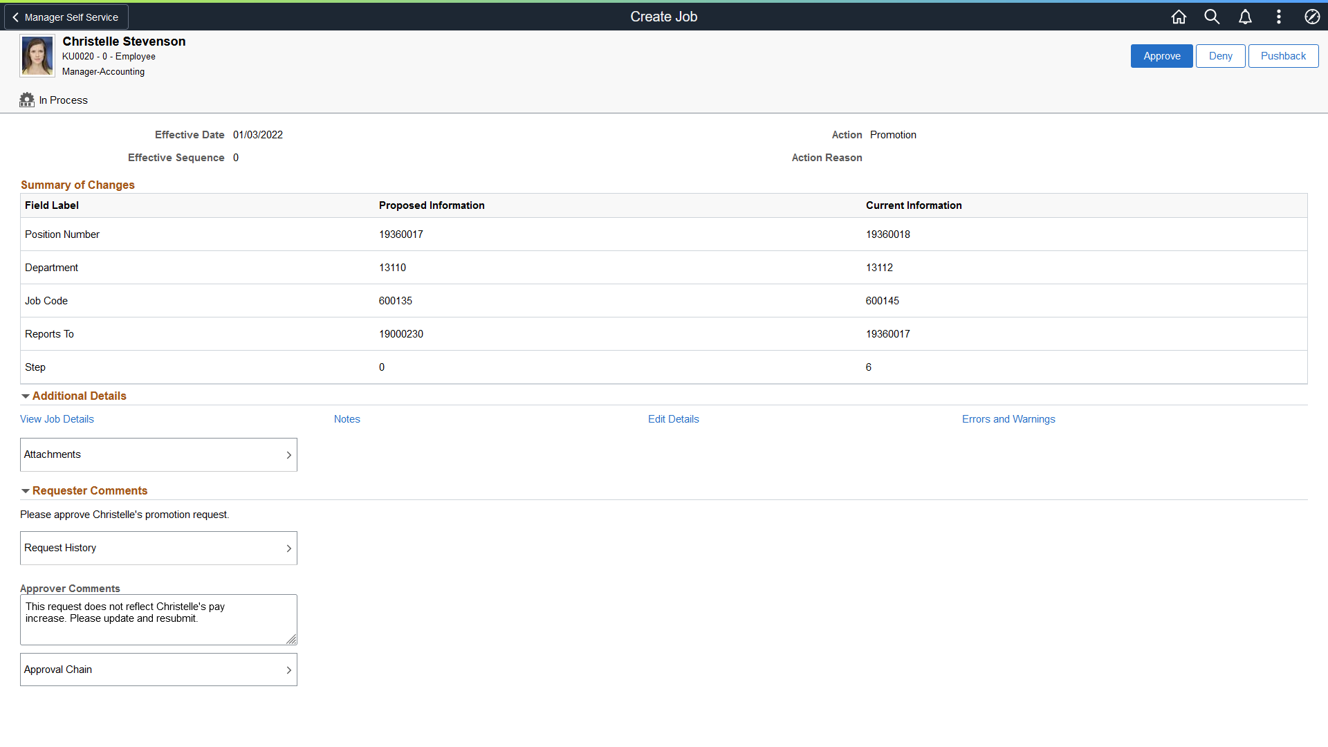 Pending Approvals - Create Job Page