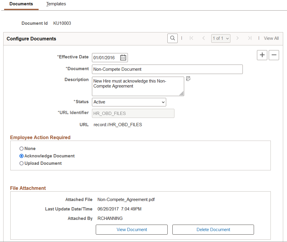 Configure Documents - Documents page