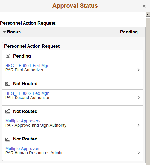 Approval Status page
