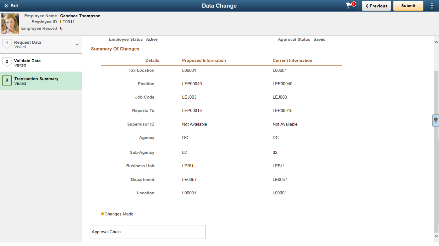 Transaction Summary page