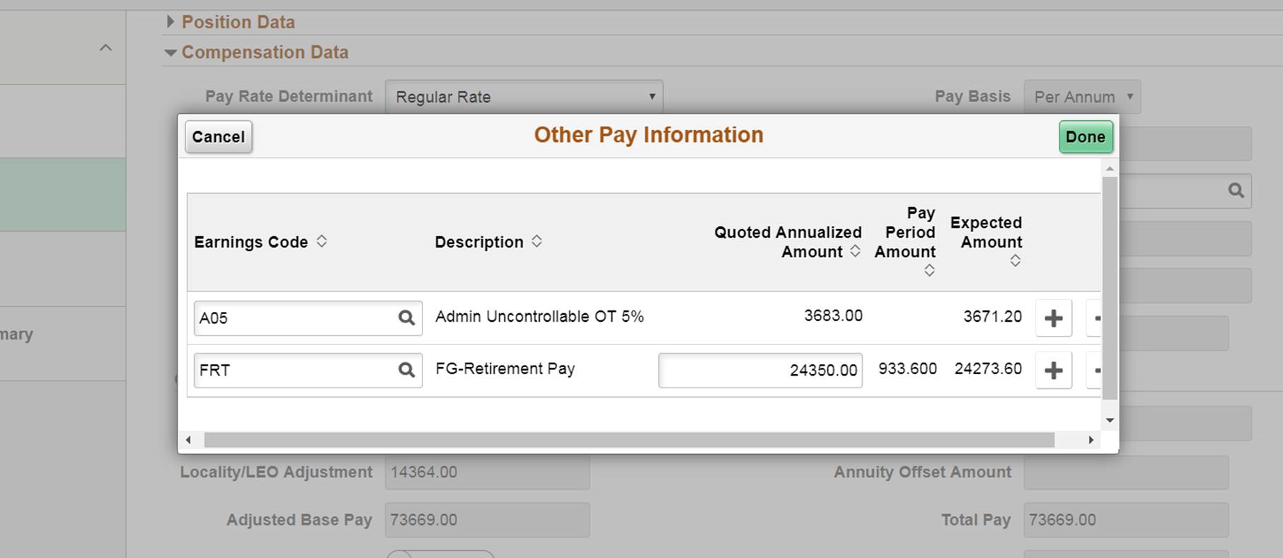 Other Pay Information page