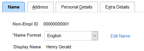 Non-Employee Details - Name page