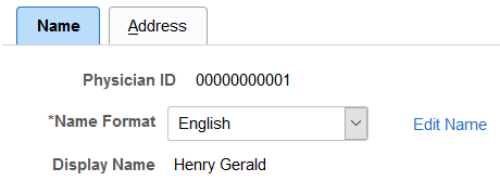 Physician Table - Name page