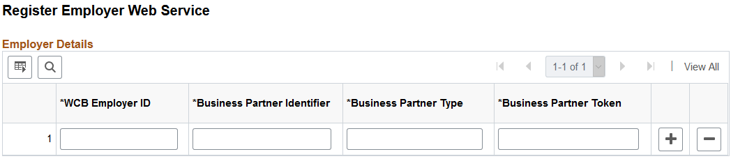 Register Employer Web Service page