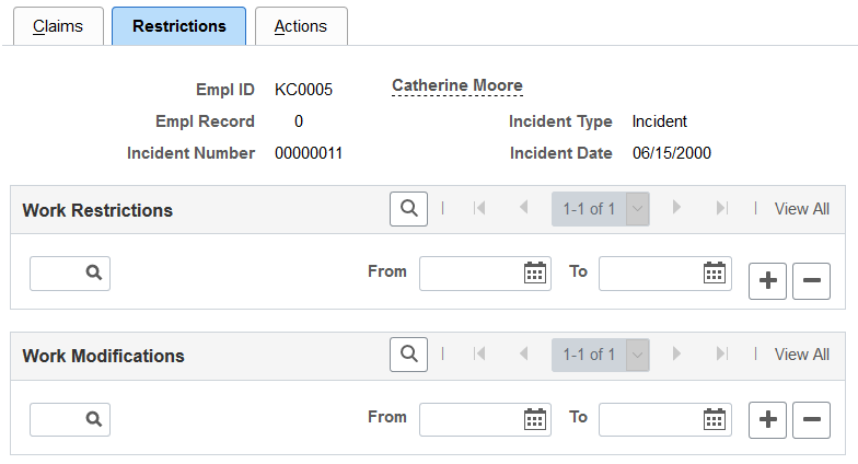 Restrictions page