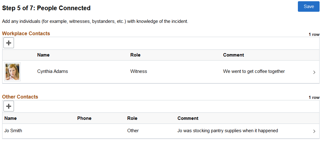 Report Incident - People Connected page