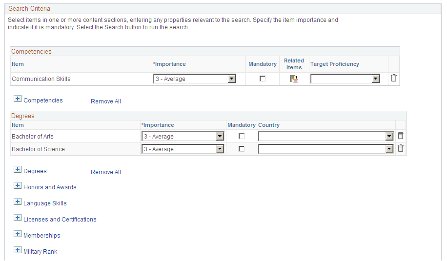 Search Criteria page (2 of 2)