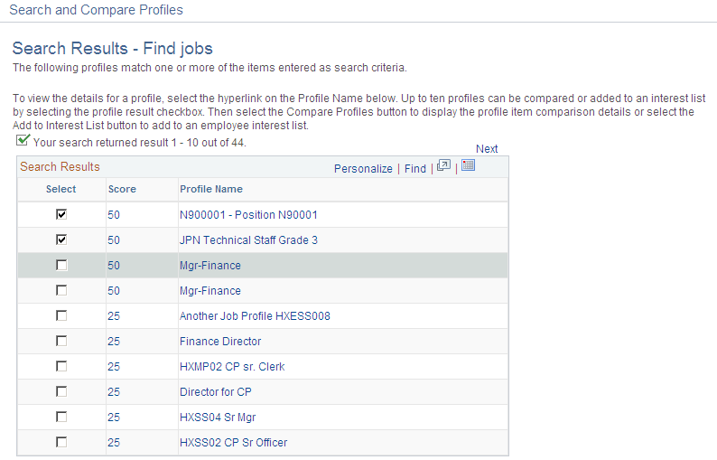 Search Results page (1 of 2)