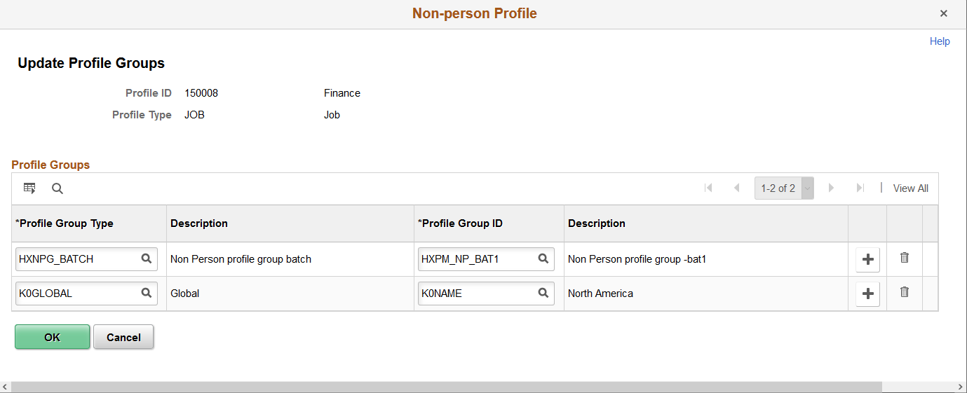 Update Profile Groups page