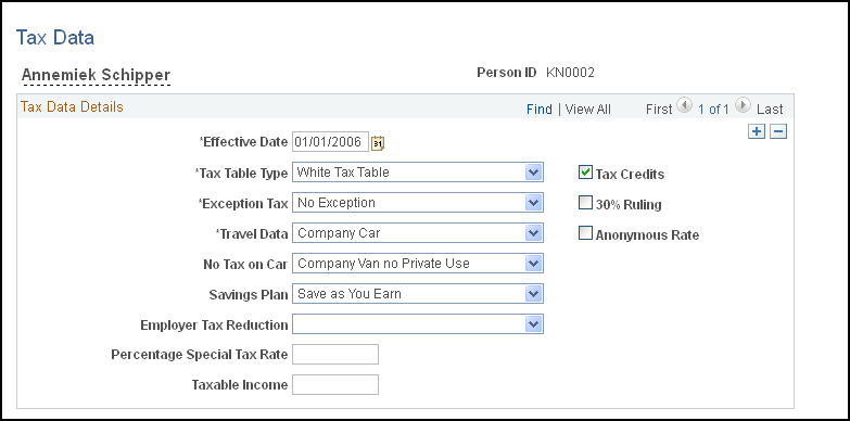 Tax Data page
