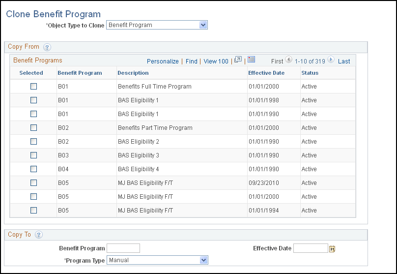 Clone Benefit Program page