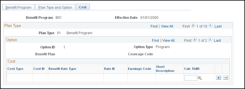 Cost page
