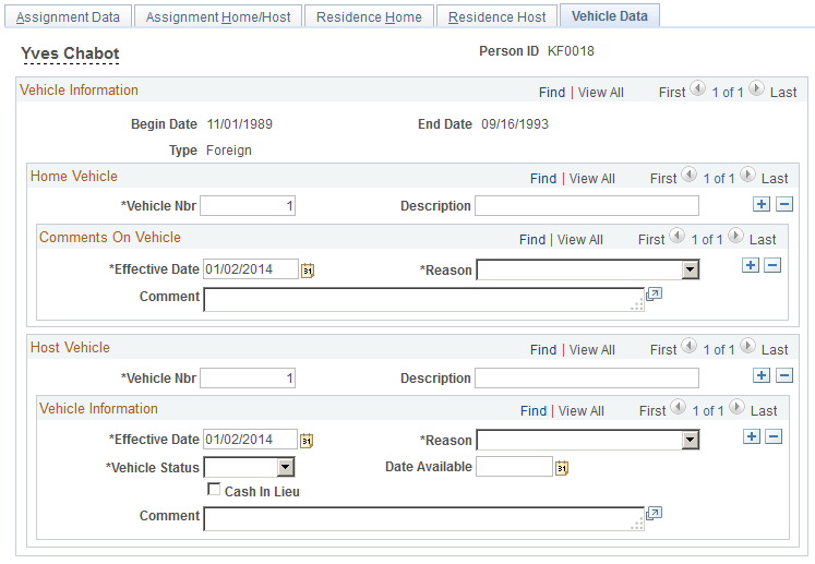 Vehicle Data page