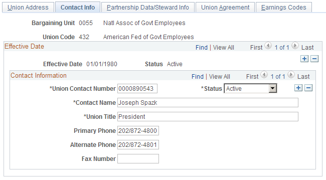 Contact Info page