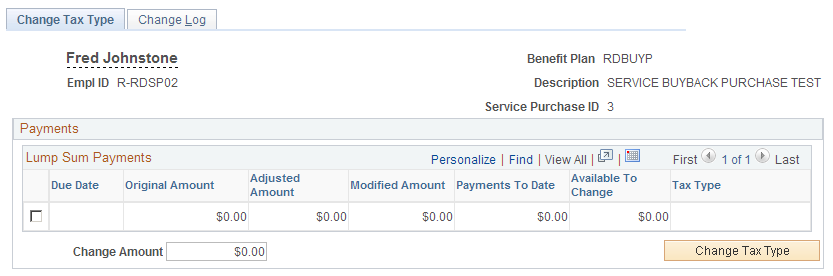 Change Tax Type page