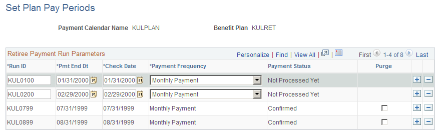 Set Plan Pay Periods page
