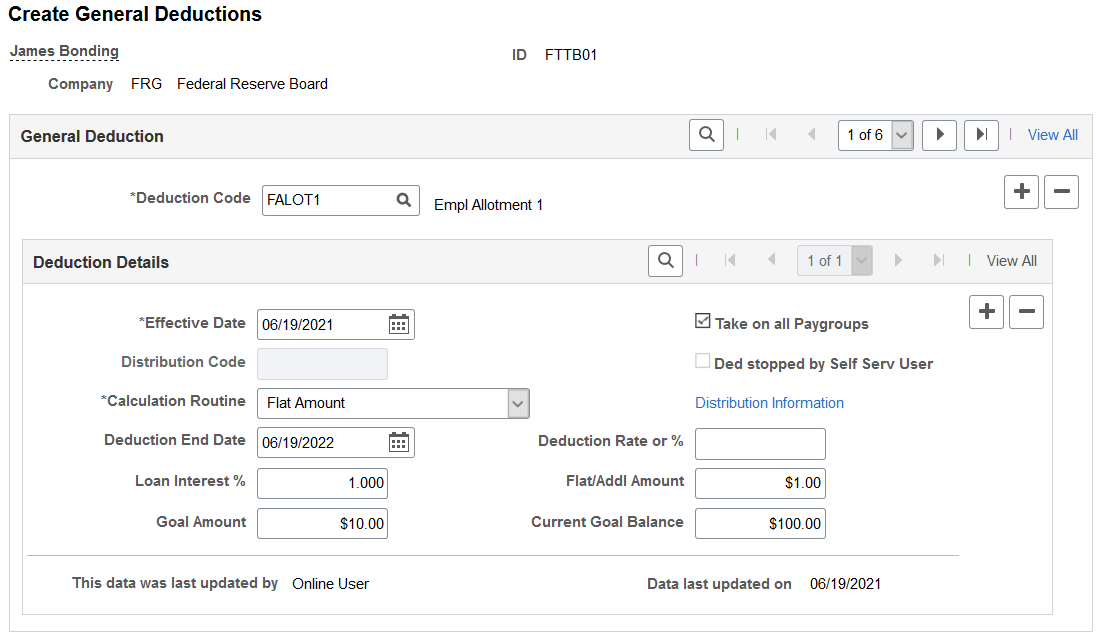 Create General Deductions page (USF)
