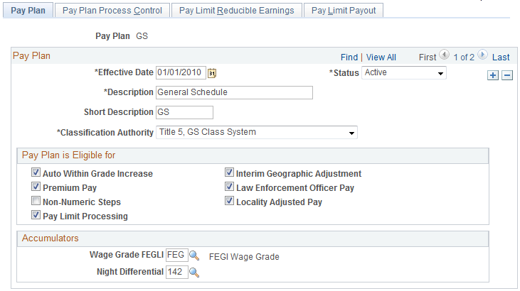 Pay Plan page
