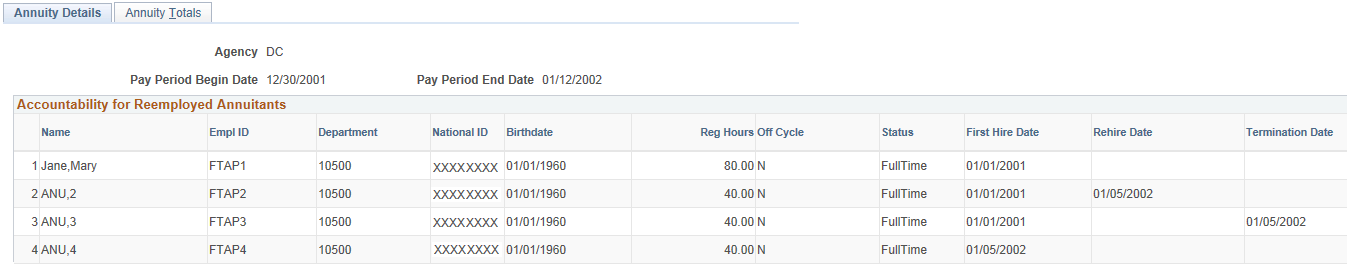 Annuity Details page