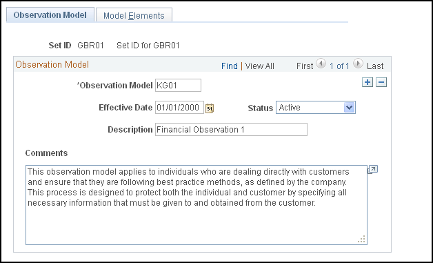 Model Elements page