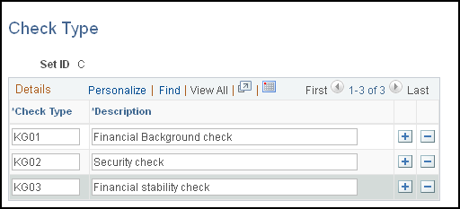 Check Type page