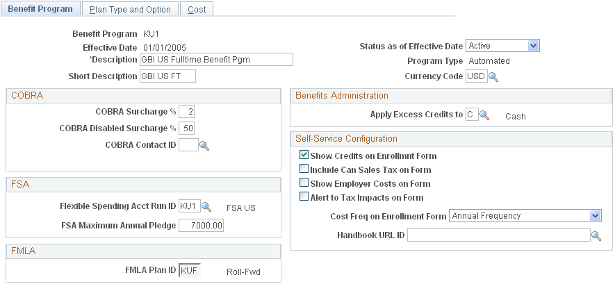 Benefit Program page