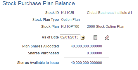 Stock Purchase Plan Balance page