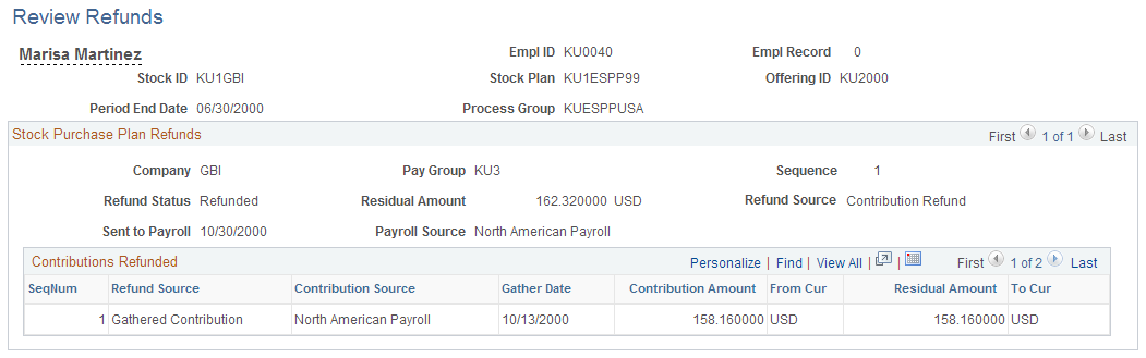 Review Refunds page