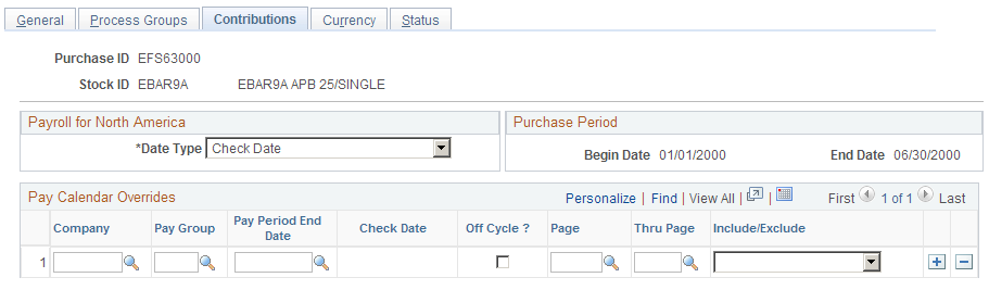 Stock Purchase - Contributions page