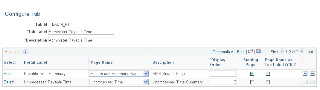 Configure Tab page