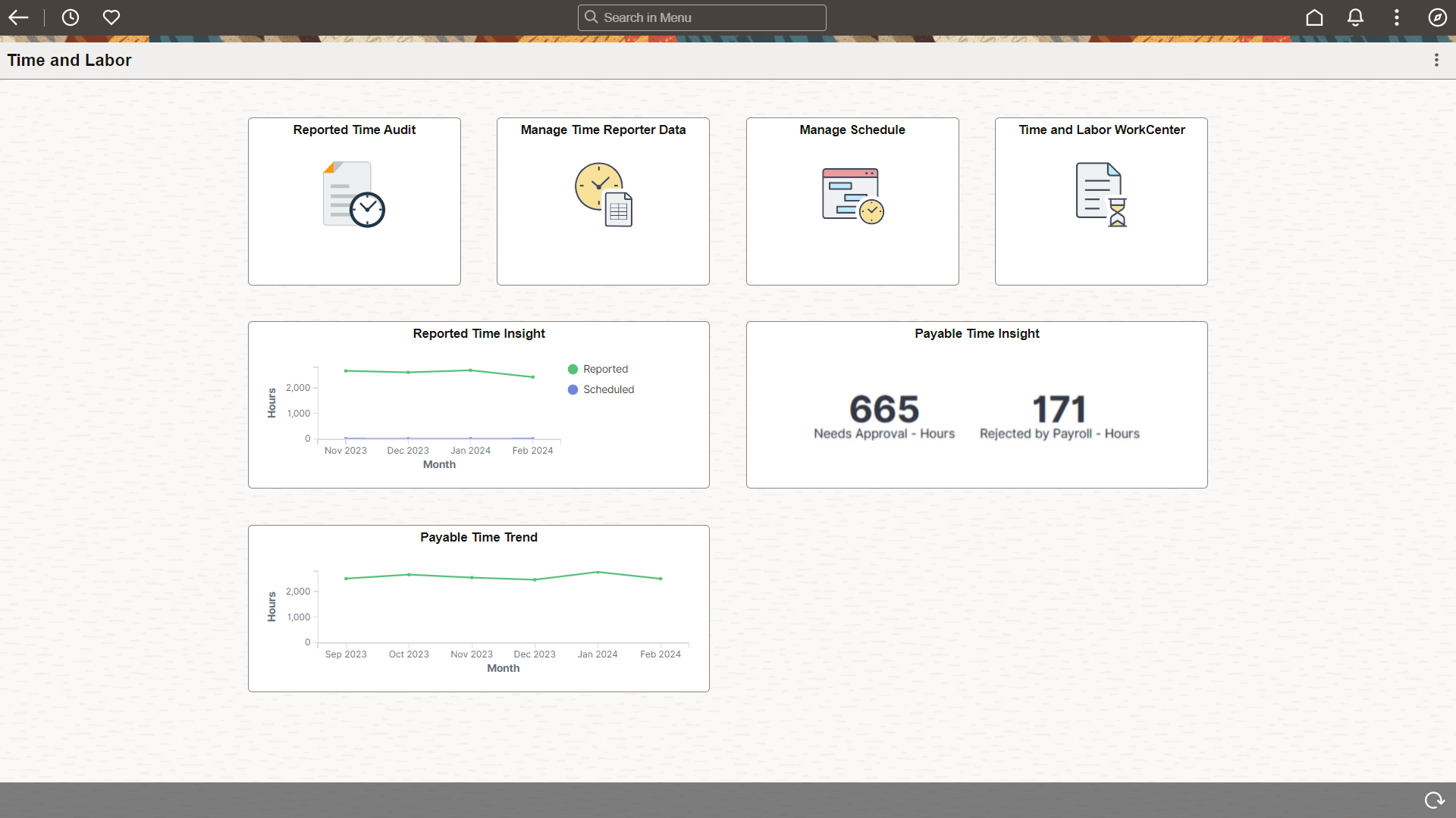 Time and Labor dashboard