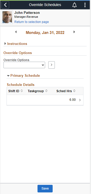 (SmartPhone) Override Schedules