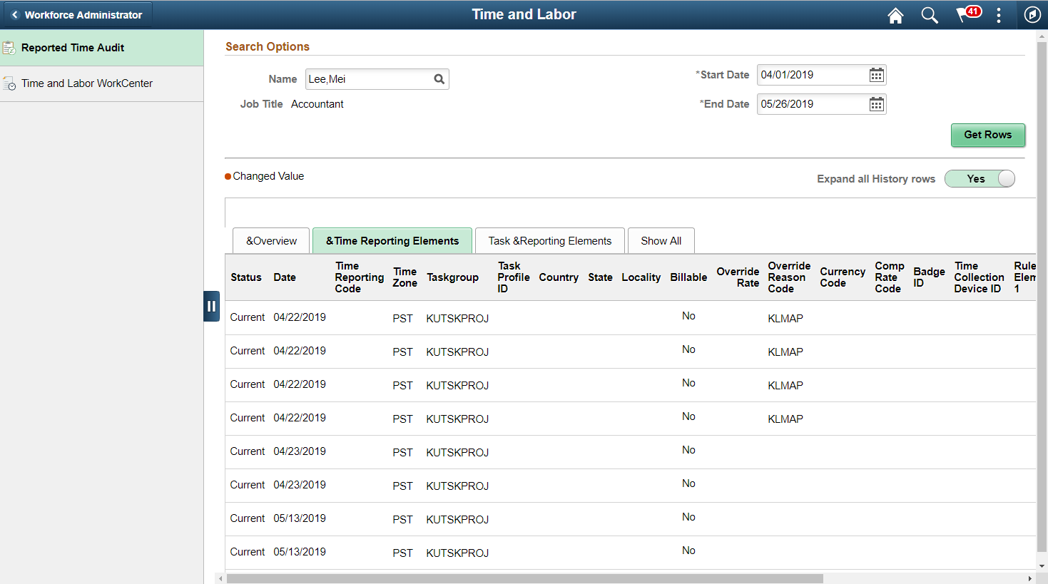 Report Time Audit page_Time Reporting Elements for Punch