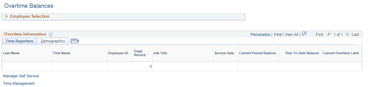 Overtime Balances page