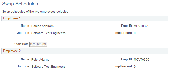Swap Schedules page