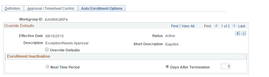 Workgroup Overrides Page