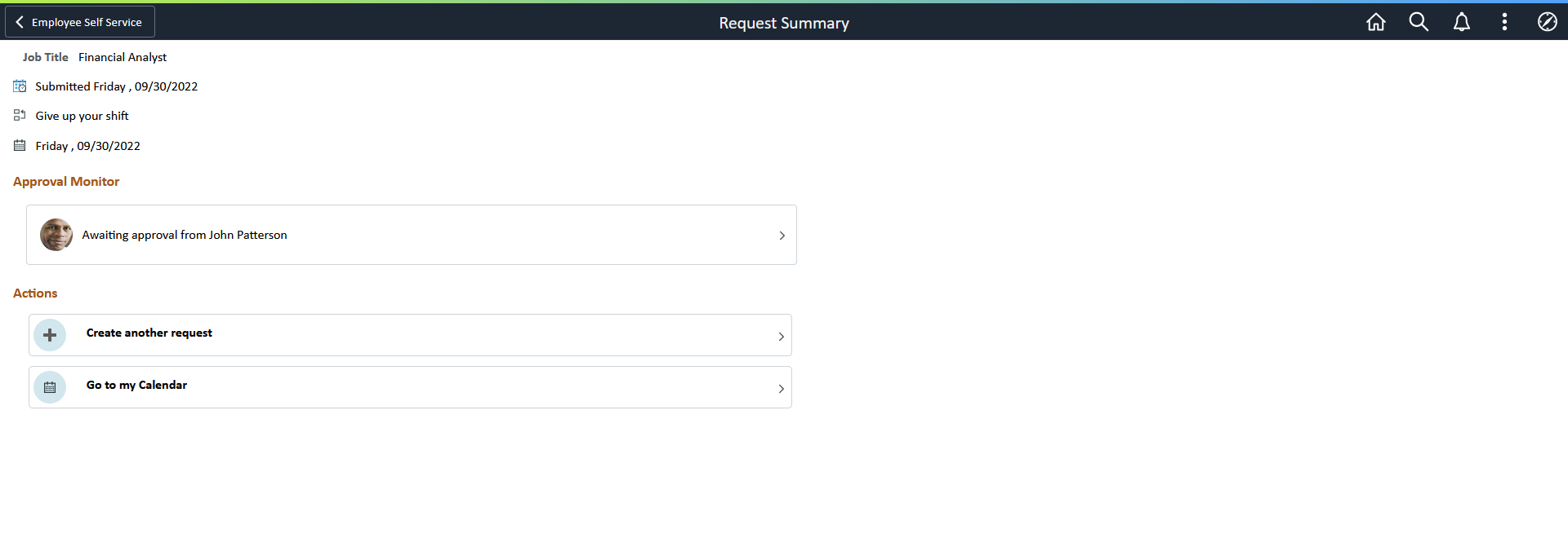 Request Summary Page