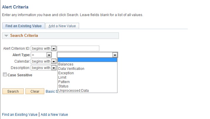 Alert Criteria Page