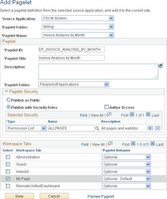 Add Pagelet page