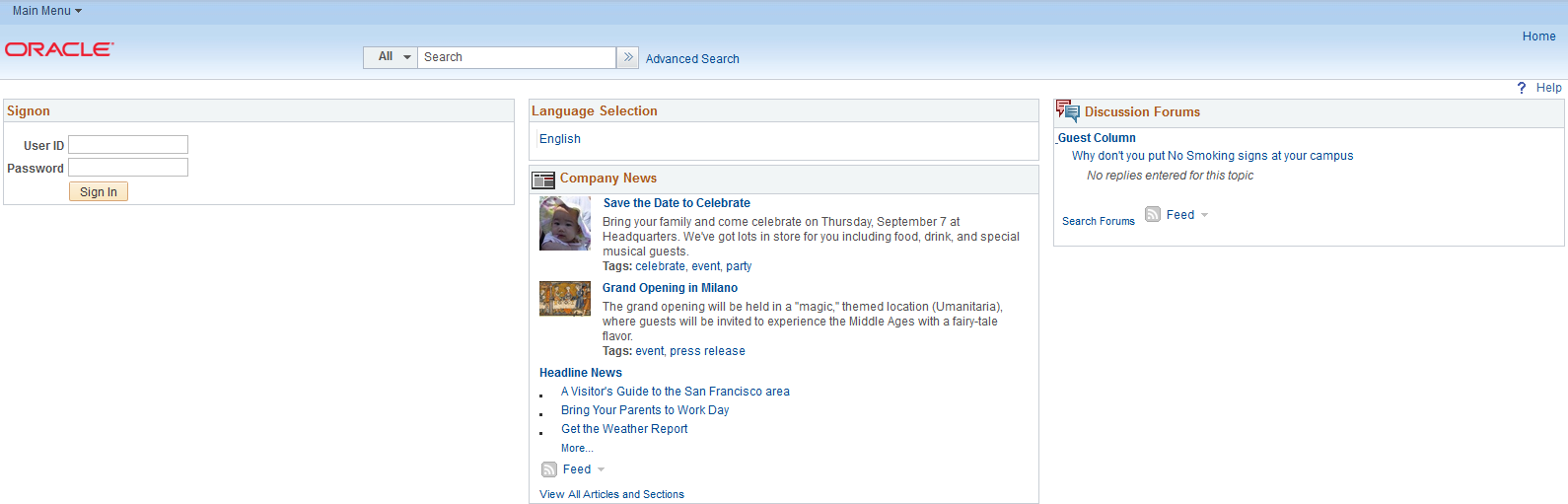 Guest homepage