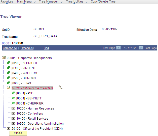 Tree Viewer secondary page without multi-node selection