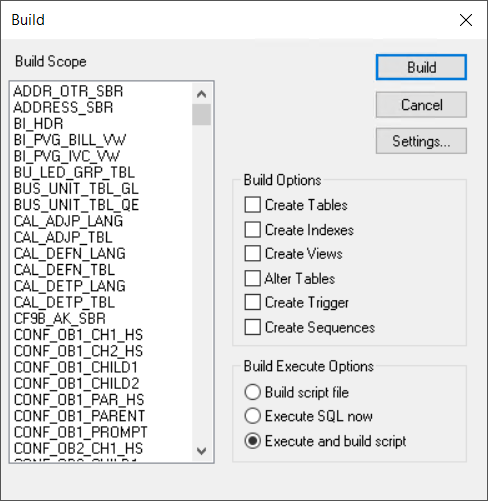 Build dialog box