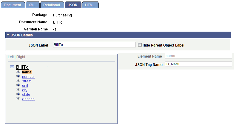 Document Builder - JSON page